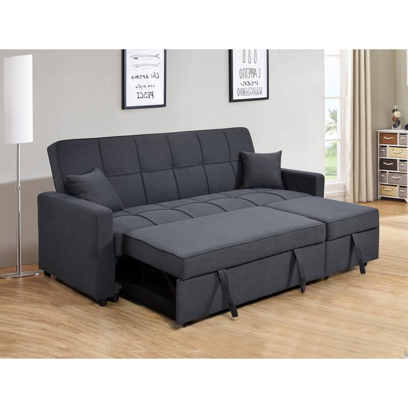 Roomfitters 83" Oversized Upholstered Sofa Bed with Pull-Out Couch Bed & Adjustable Backrest, 3-Seater Convertible Sleeper Sofa