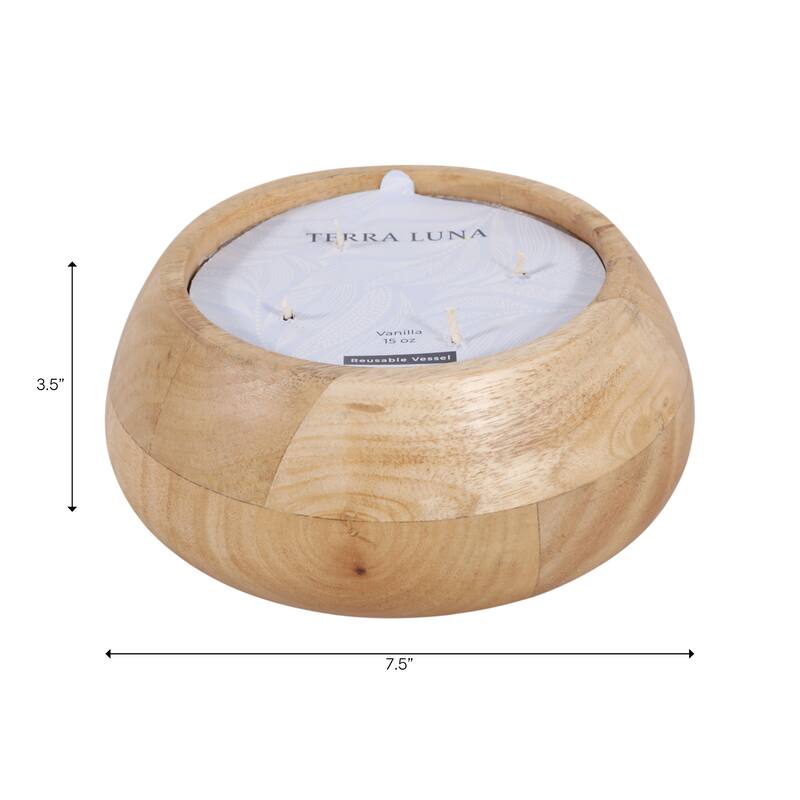 Decorative Vanilla Scented Mango Wood Bowl Candle