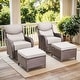 preview thumbnail 116 of 189, Pocassy Outdoor Wicker Sofa with Swivel Chair Fire Pit Table Furniture Set. Brown Wicker & Beige Cushion - 4 Pieces Swivel Chair with Ottoman Set