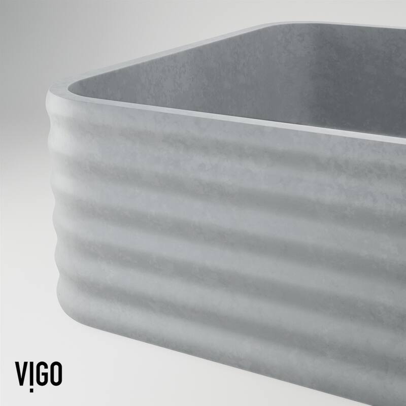 VIGO Cadman 21"L x 14"W x 5"H Concreto Stone Rectangular Bathroom Vessel Sink
