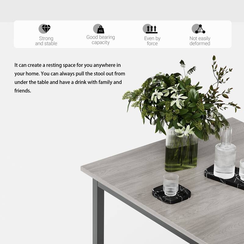 Bar Table Set with 2 Stools Compact Space Saving Design 300LB Capacity