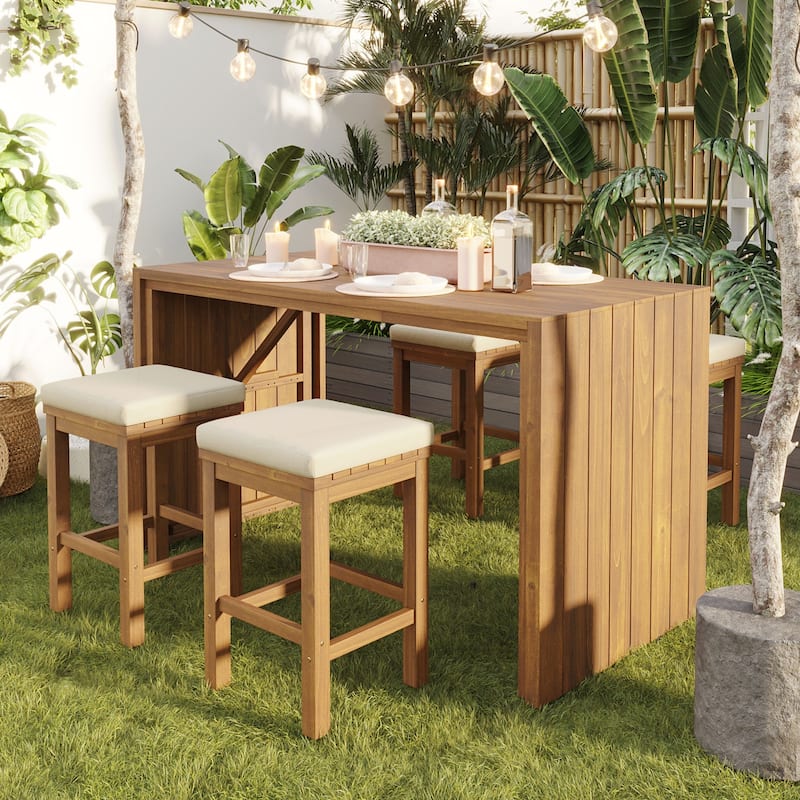 5 Piece Outdoor Bar Set - Acacia Wood