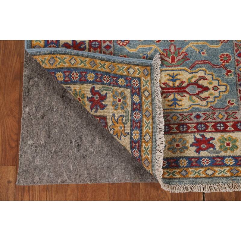 Kazak Runner Rug Light Blue Handmade Wool Carpet - 2'7" x 9'3"