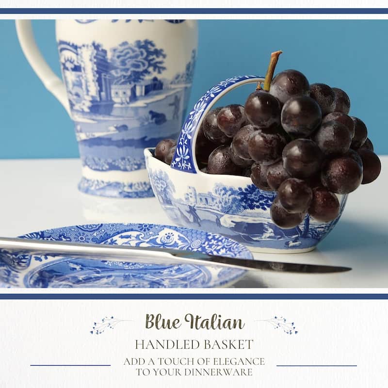 Spode Blue Italian Handled Basket - 6 inch