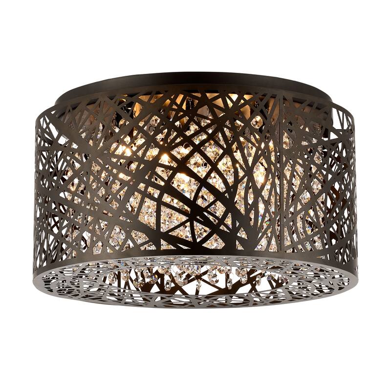 CO-Z 16-Inch Drum Flush Mount Crystal Chandelier