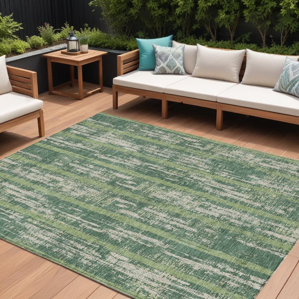 HomeRoots Striped Transitional Rectangle Outdoor Rug