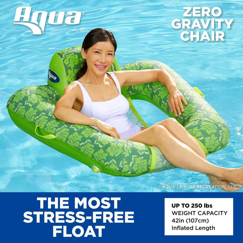 Aqua Leisure Zero Gravity Inflatable Swimming Pool Lounge Chair Float, Green - 1 Pack