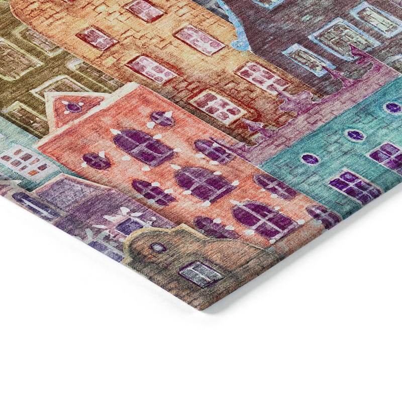 Machine Washable Indoor/ Outdoor Chantille Modern City Rug