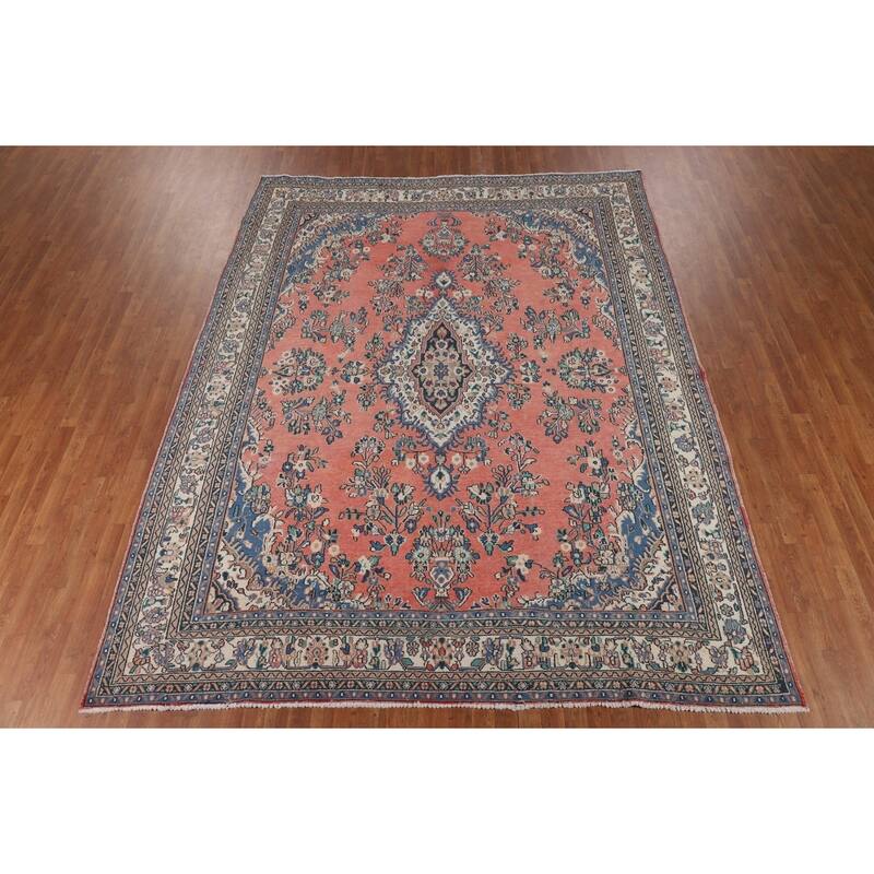 Vintage Hamedan Persian Vintage Area Rug Handmade Wool Carpet - 8'10"x 11'3"