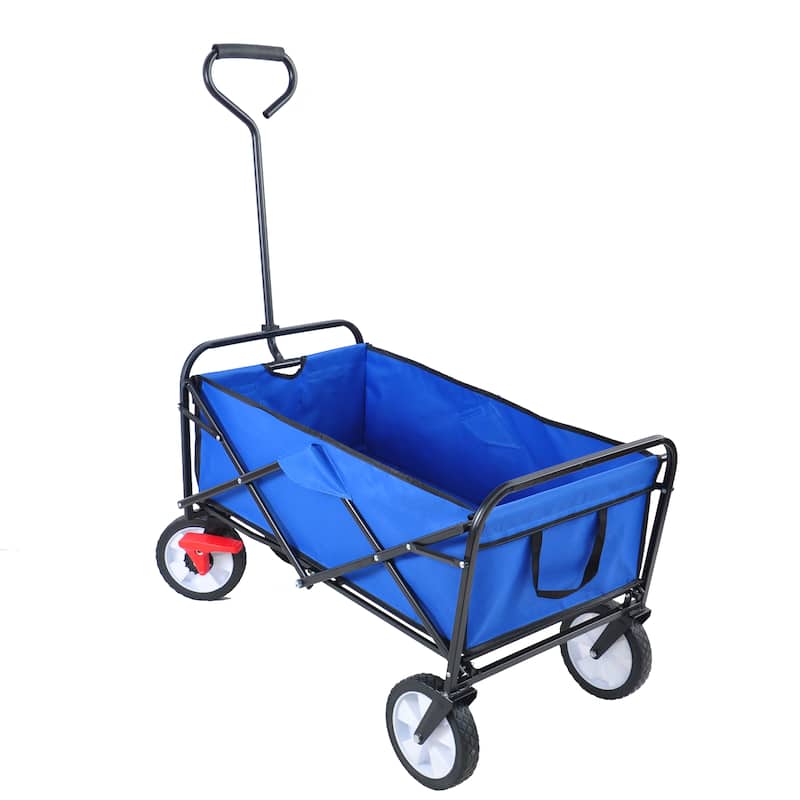 Folding Wagon Garden Shopping Beach Cart with Adjustable Handle