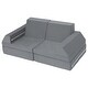 preview thumbnail 4 of 28, 10-Piece Modular Convertible Kids Play Couch Sofa Set with Removable Velvet Covers Grey