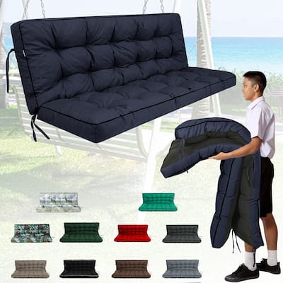 Outdoor Swing Cushions 55 inch, Waterproof Porch Swing Cushions 3 Seater Replacement with Backrest, 4" Thicken Bench Cushion