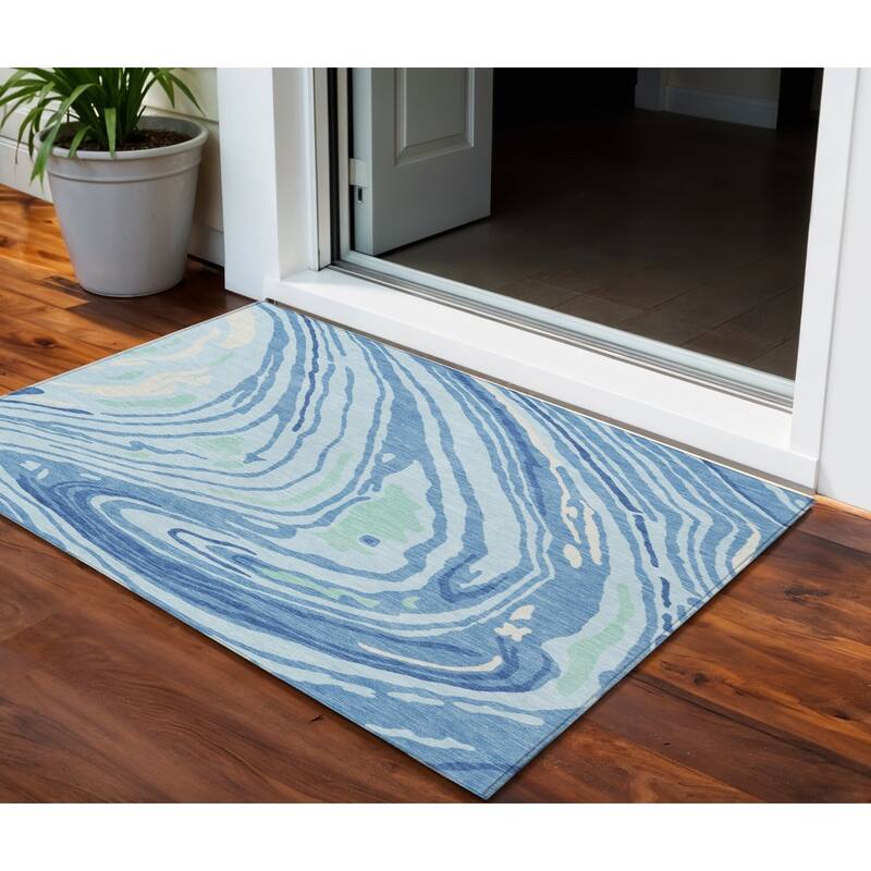 HomeRoots Abstract Transitional Rectangle Outdoor Rug - 3' x 5'