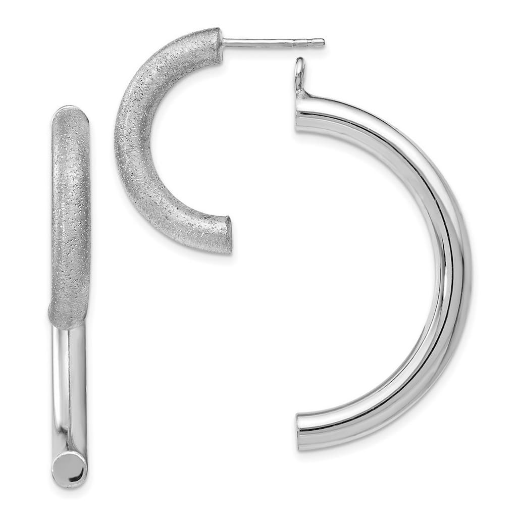 Curata 925 Sterling Silver 39x31.5mm Polished Sparkle Cut Removable Front Back Earrings