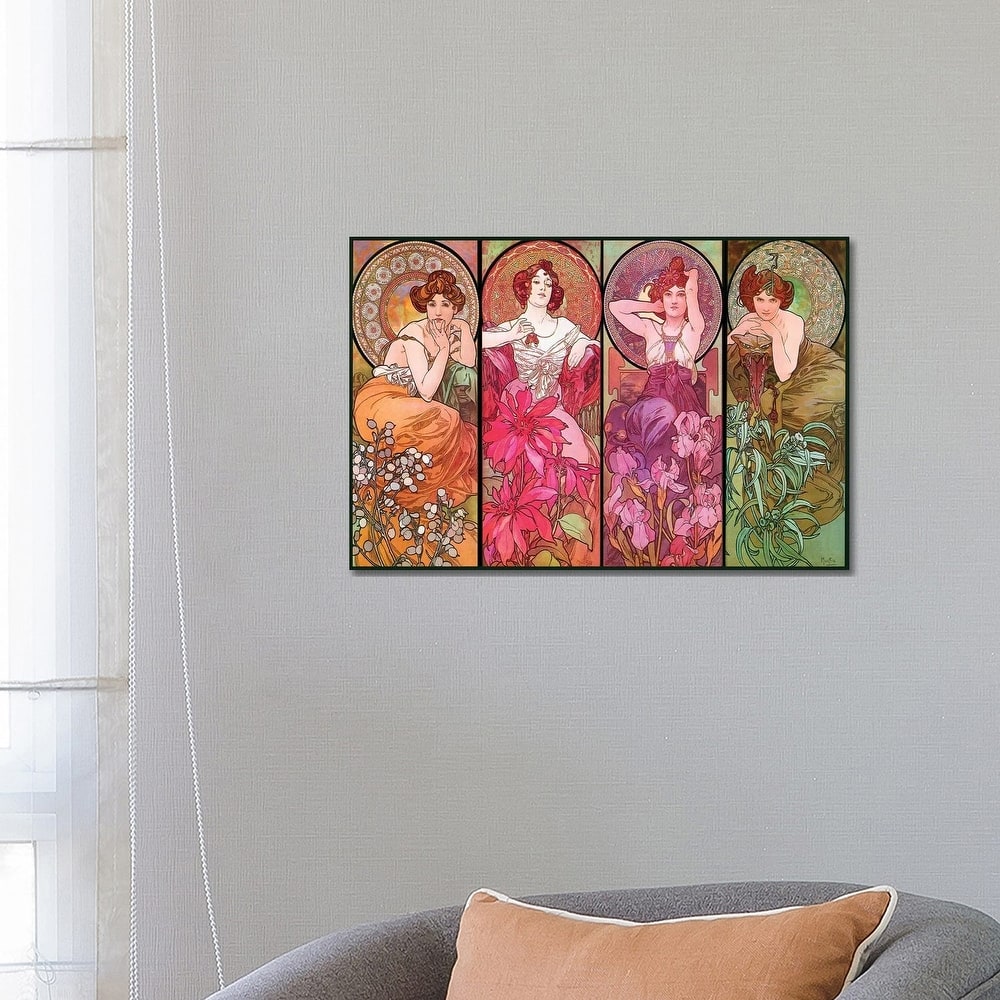 iCanvas "The Precious Stones (Ruby, Emerald, Amethyst, Topaz), 1900" by Alphonse Mucha Canvas Print