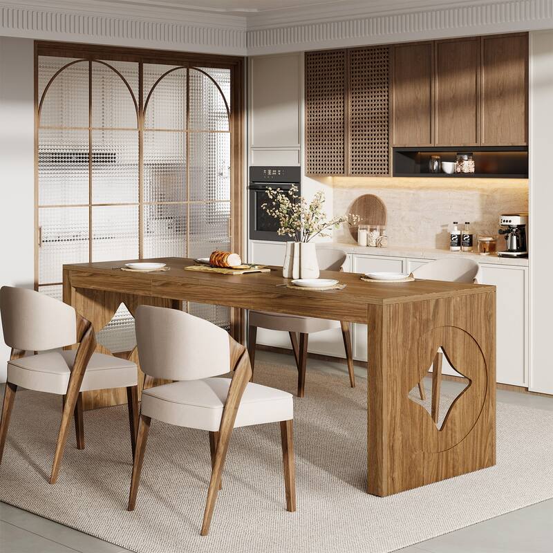 78.74" Long Wooden Dining Table for 6-8, Rectangular Kitchen Table