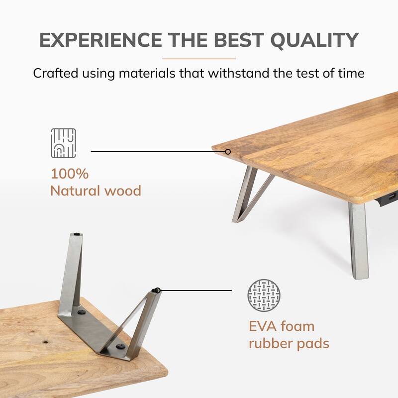 Jani Wood Monitor Stand Riser Desk - Ergonomic Design Stand, Desktop Organizer Table for Home, Office Workspace, Gaming Desk