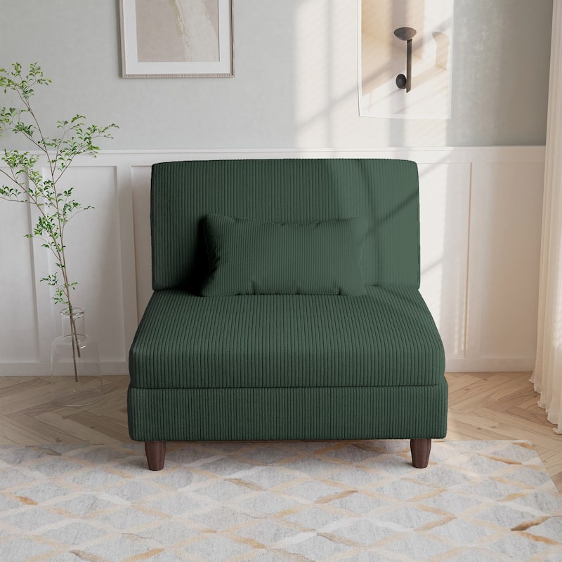 Corduroy Accent Chair with Ottoman Modular Couch Sectional Sofa