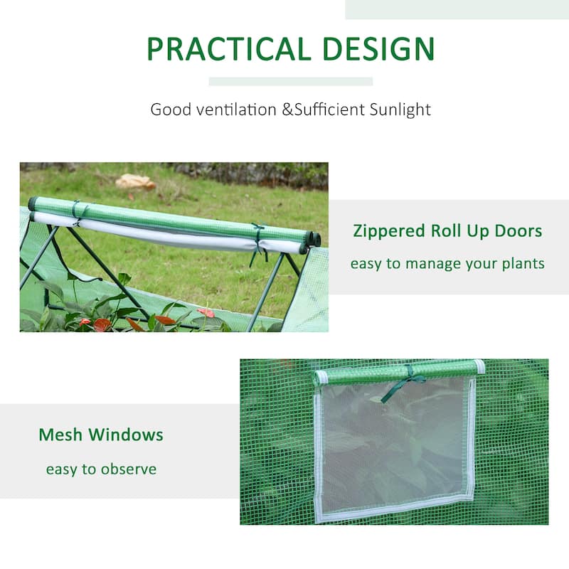 Outsunny 71" x 55" x 32" Mini Tunnel Greenhouse Garden Planting Shed Outdoor Flower Planter Warm House with Zipper Backyard