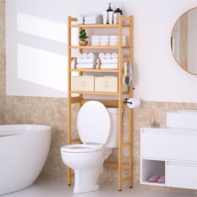 Over The Toilet Storage - 9.17"D x 23.23"W x 65.35"H - Natural