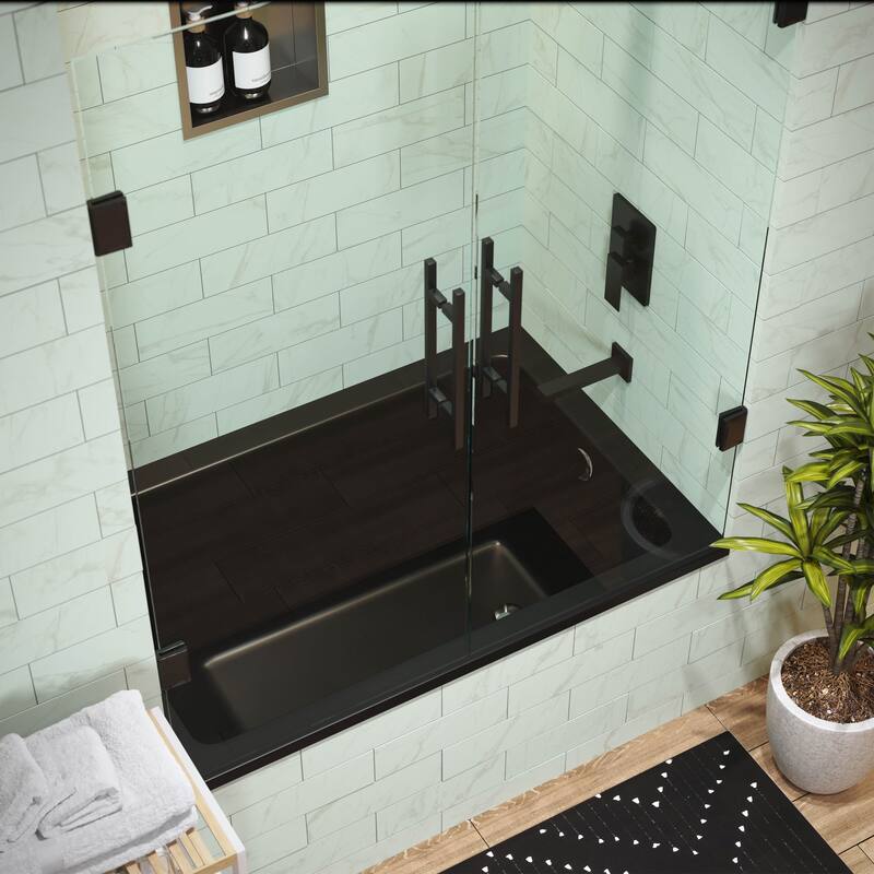 Voltaire 54"X30" Reversible Drain Drop-In Bathtub In Matte Black - 54x30 Reversible