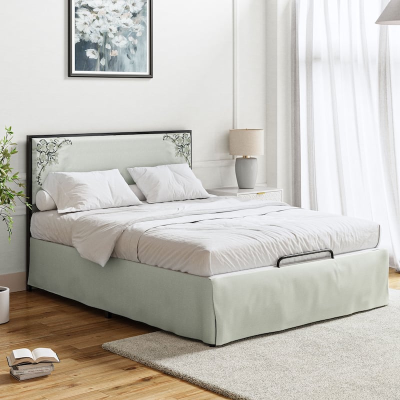 Oliver Modern Washable Slipcover Bed Upholstered Metal by HULALA HOME