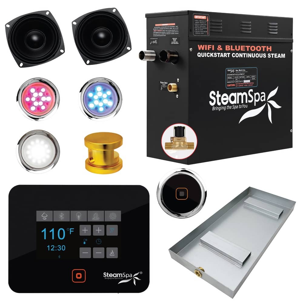 SteamSpa Black Series Bluetooth 4.5kW QuickStart Steam Bath Generator