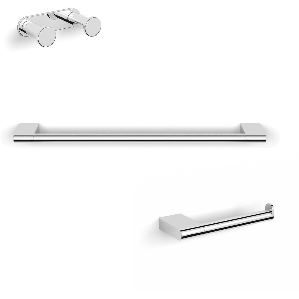 WS Bath Collections Ice 3 Piece Bathroom Package with Towel Bar, Robe