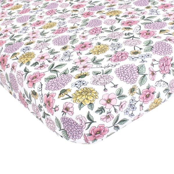 slide 1 of 1, Hudson Baby Infant Girl Cotton Fitted Crib Sheet, Vintage Blossom, One Size - Vintage Blossom - One Size One Size - Vintage Blossom