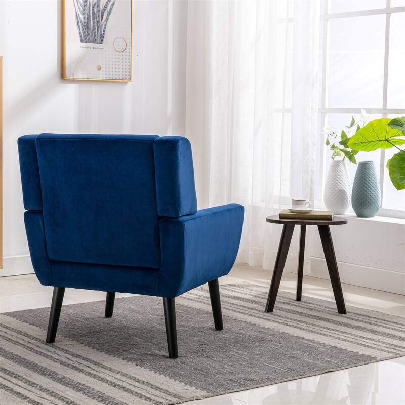 Stylish Upholstered Seating Armchair with Tapered Metal Legs, Light Blue Single Sofa Chair Accent Chair with Flared Armrests
