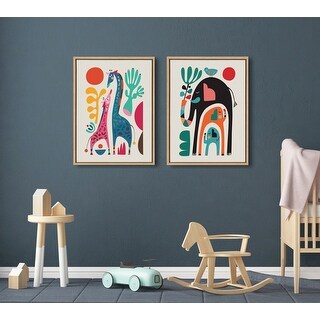 Kate and Laurel Sylvie Giraffe Love Framed Canvas by Rachel Lee