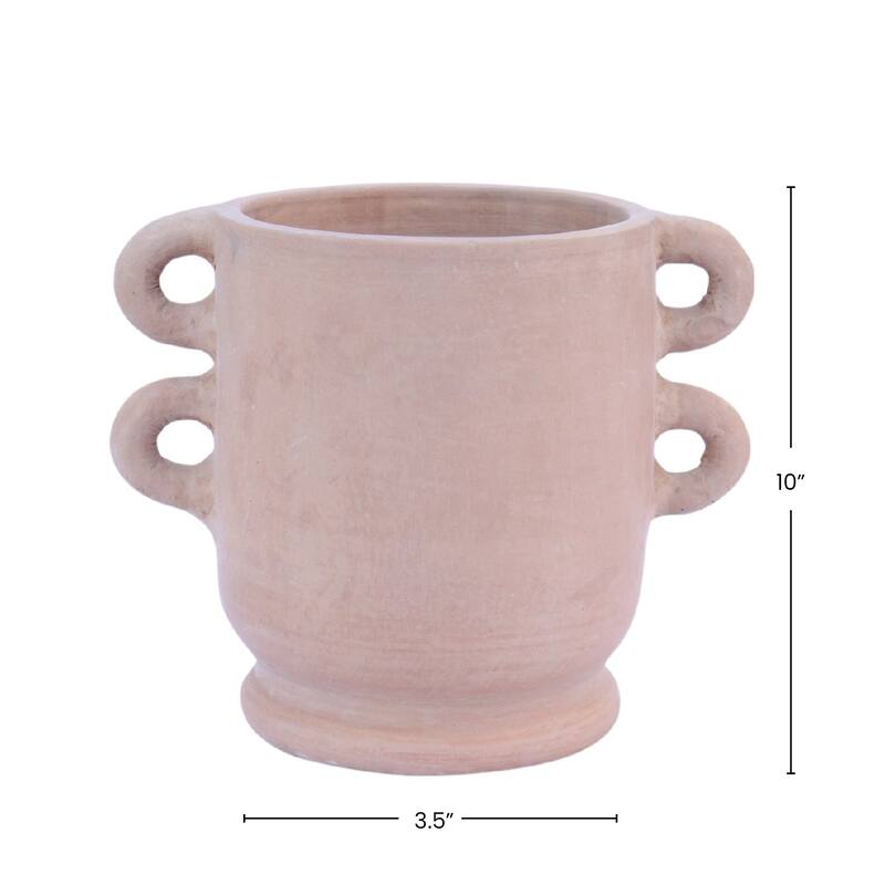 Textured Terracotta Accent Vase with Handle - 10" - Brown