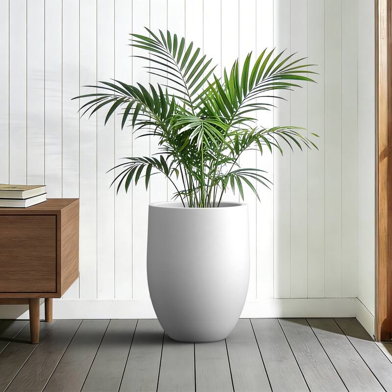 Concrete Tall Round Planter with Drainage Hole for Indoor & Outdoor