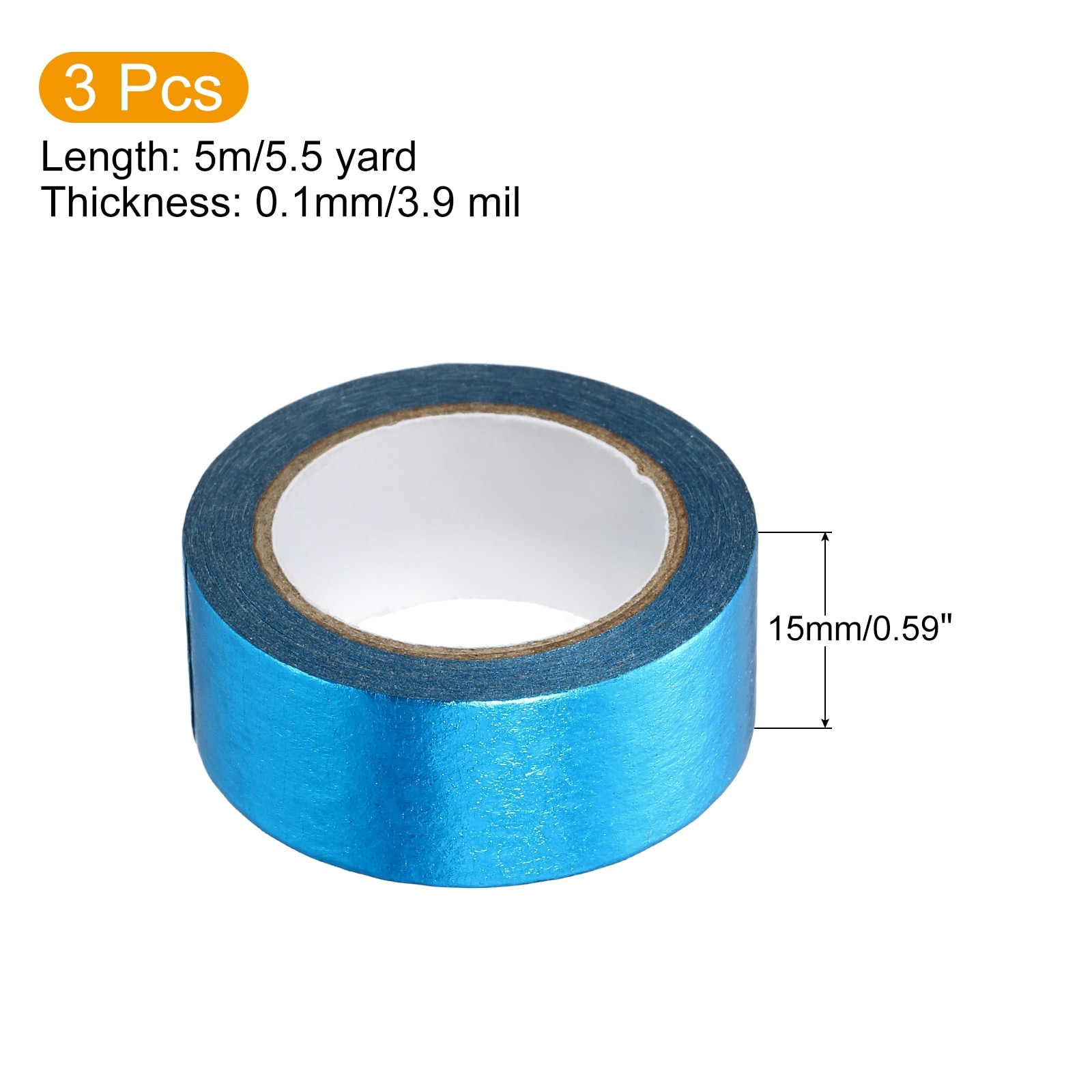 Metallic Washi Tape 15mmx5m, 2 Pack Art Tapes Adhesive - 15mmx5m