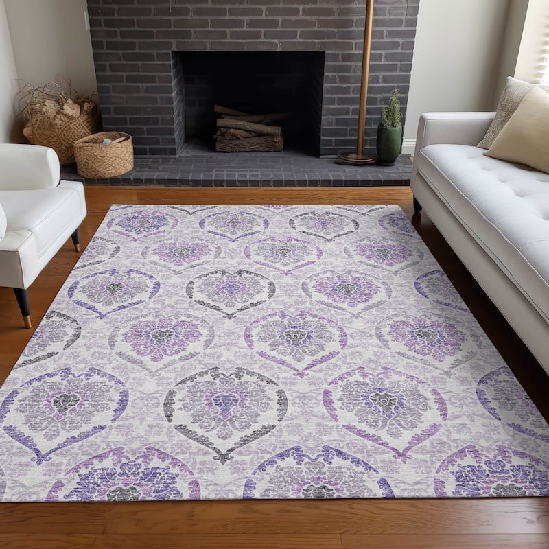 Premium Washable Super Soft Chic Medallions Mayfield Rug - Purple - 10' x 14' - Rectangle