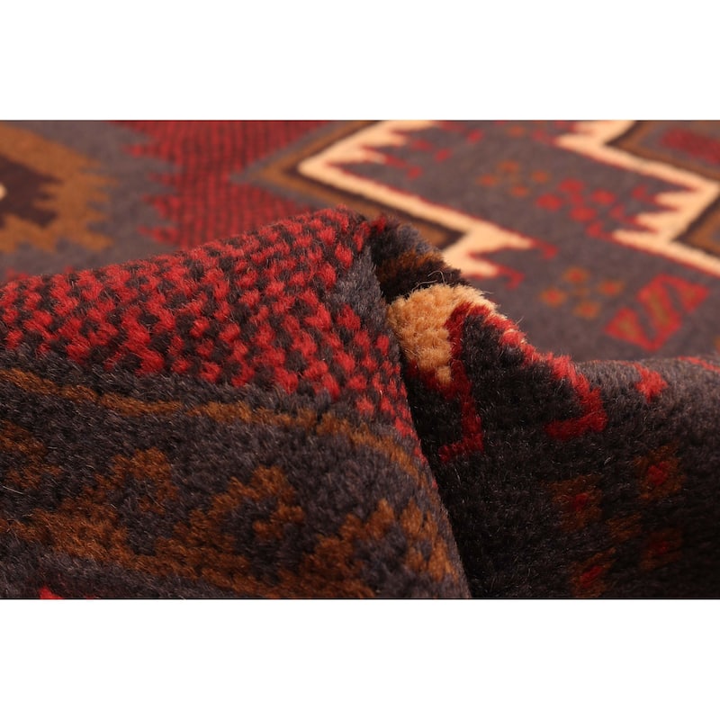 ECARPETGALLERY Hand-knotted Baluch Red Wool Rug - 3'4 x 6'8
