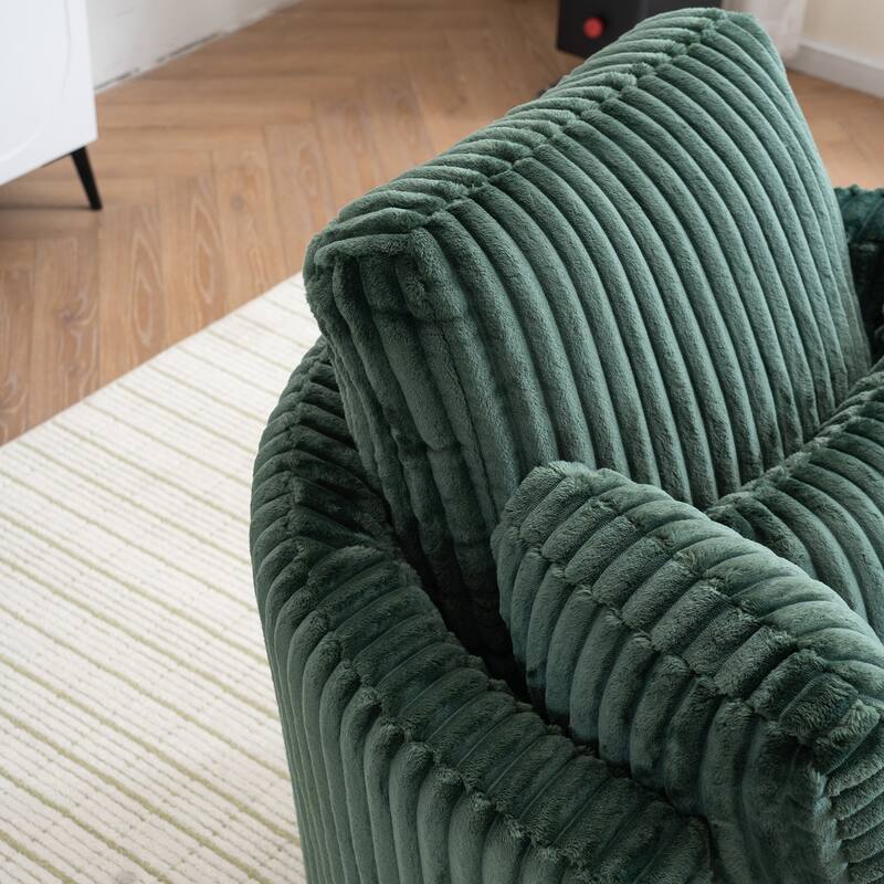 Corduroy 360° Swivel Barrel Chair with 4 Pillows and 400lb Weight Capacity