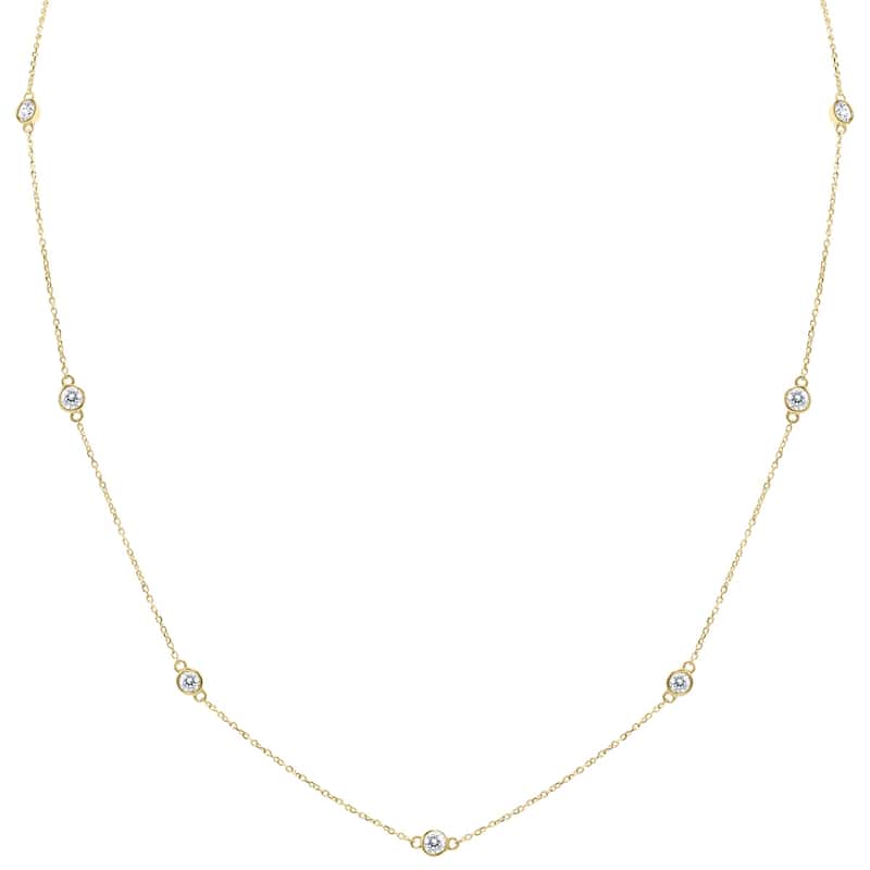 Marquee 1 Carat TW Bezel Set Diamond Station Necklace in 14K Yellow Gold