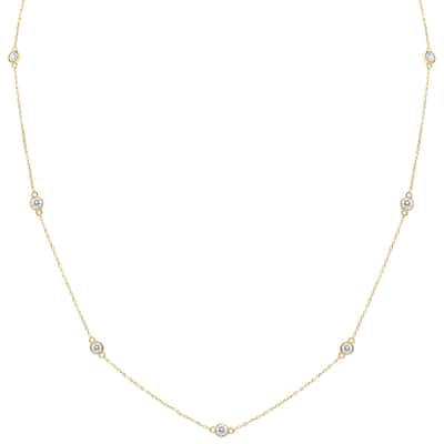 Marquee 1 Carat TW Bezel Set Diamond Station Necklace in 14K Yellow Gold