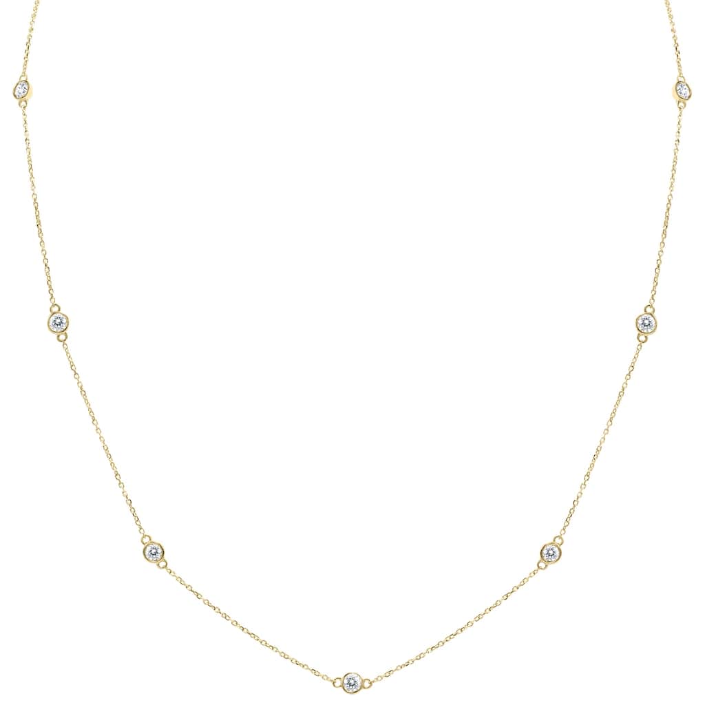 Marquee 1 Carat TW Bezel Set Diamond Station Necklace in 14K Yellow Gold