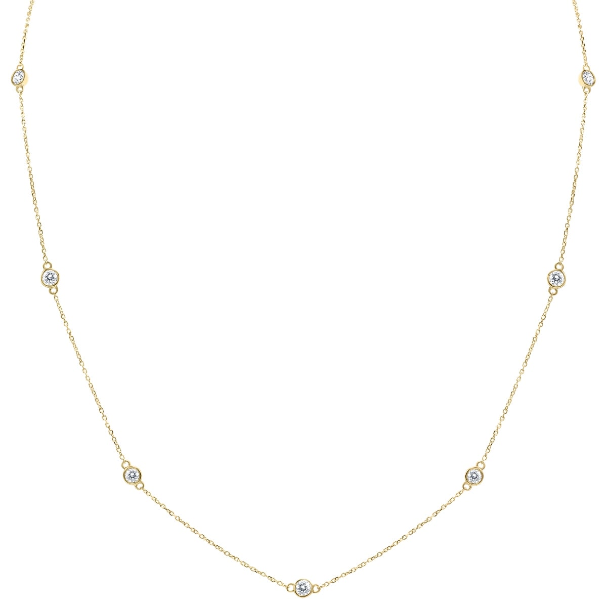 Marquee 1 Carat TW Bezel Set Diamond Station Necklace in 14K Yellow Gold