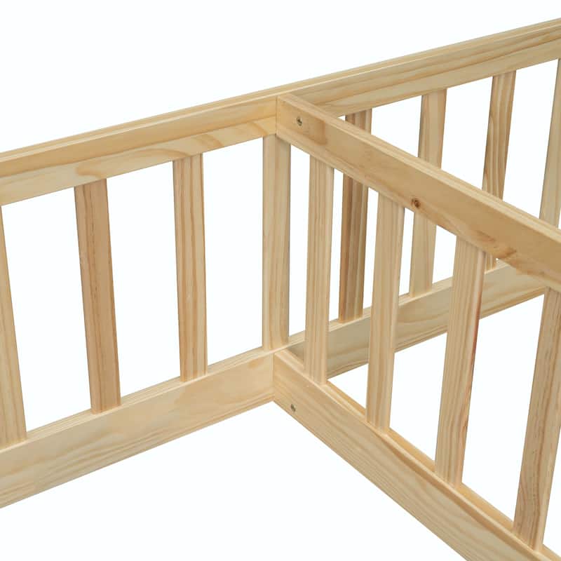 Double Twin Floor Bed with Fence