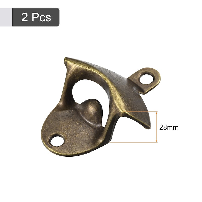 2pcs Wall Mounted Cast Iron Beer Bottle Opener Kitchen Bars Tools, Bronze