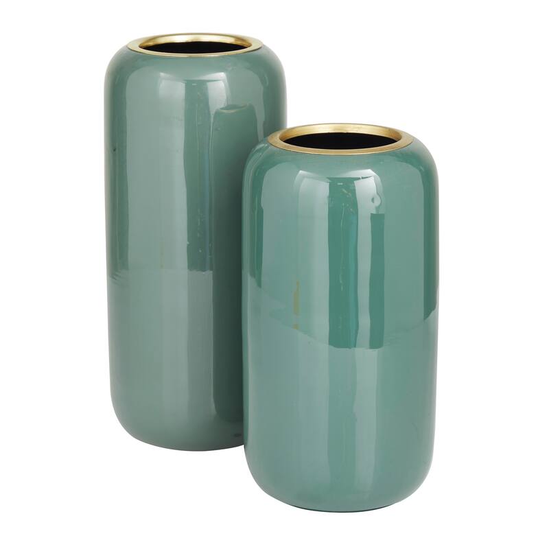 Sleek Metal Vase (Set of 2) - Gray, Red, Yellow, Cream, Blue, Green