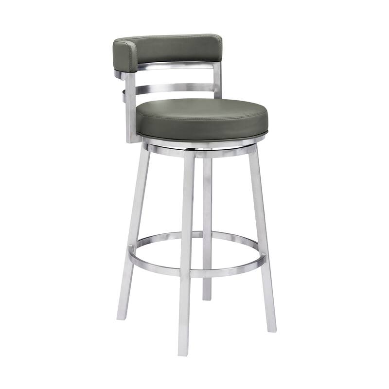 Madrid Modern Swivel Bar Stool, Upholstered Counter Height Chair with Metal Frame