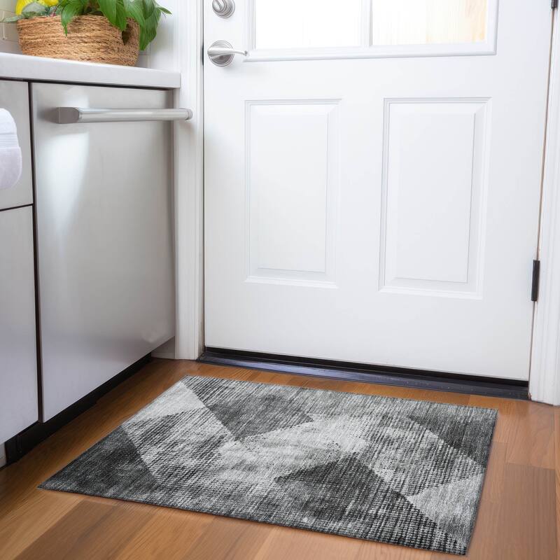 Premium Washable Super Soft Vintage Geo Mayfield Rug - Gray - 1'8" x 2'6"