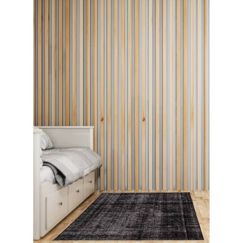 ECARPETGALLERY Hand-knotted Color Transition Black Wool Rug - 5'0 x 7'1