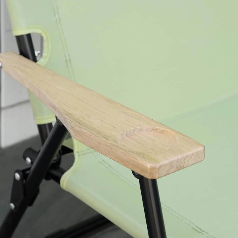 Double Folding Camping Chair, Portable Loveseat, Wood Armrests