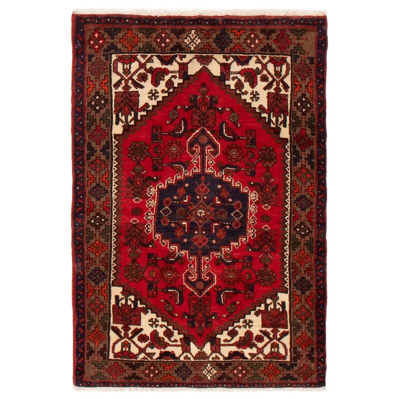 ECARPETGALLERY Hand-knotted Andelz Red Wool Rug - 3'3 x 4'9 - Red - 3'3 x 4'9