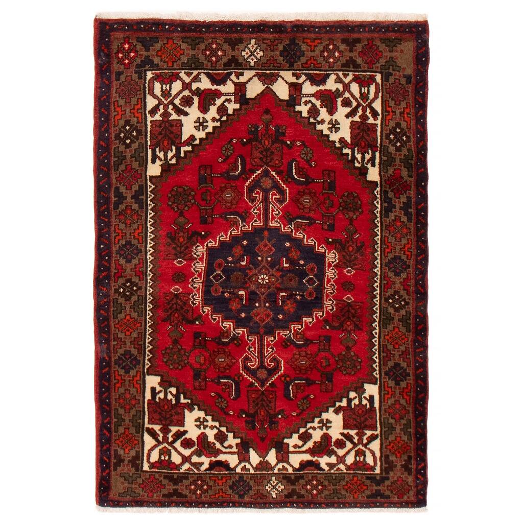 ECARPETGALLERY Hand-knotted Andelz Red Wool Rug - 3'3 x 4'9